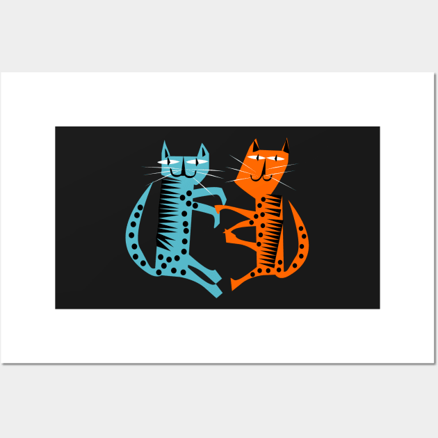 A Couple of Cool Cats, cool cat pattern Wall Art by krisevansart